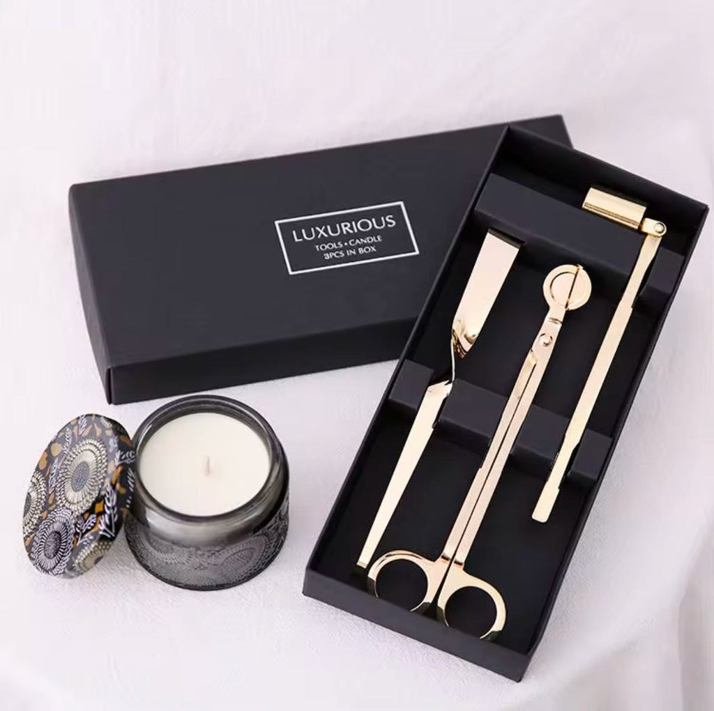 Matte Black Candle Care Kit | Wick Trimmers, Snuffer & Hook