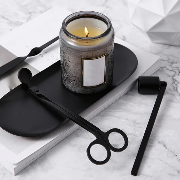 3-Piece Candle Care Kit | Matte Black | Wick Trimmers, Snuffer, and Wick Hook