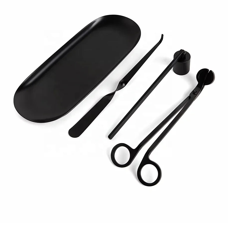 3-Piece Candle Care Kit | Matte Black | Wick Trimmers, Snuffer, and Wick Hook