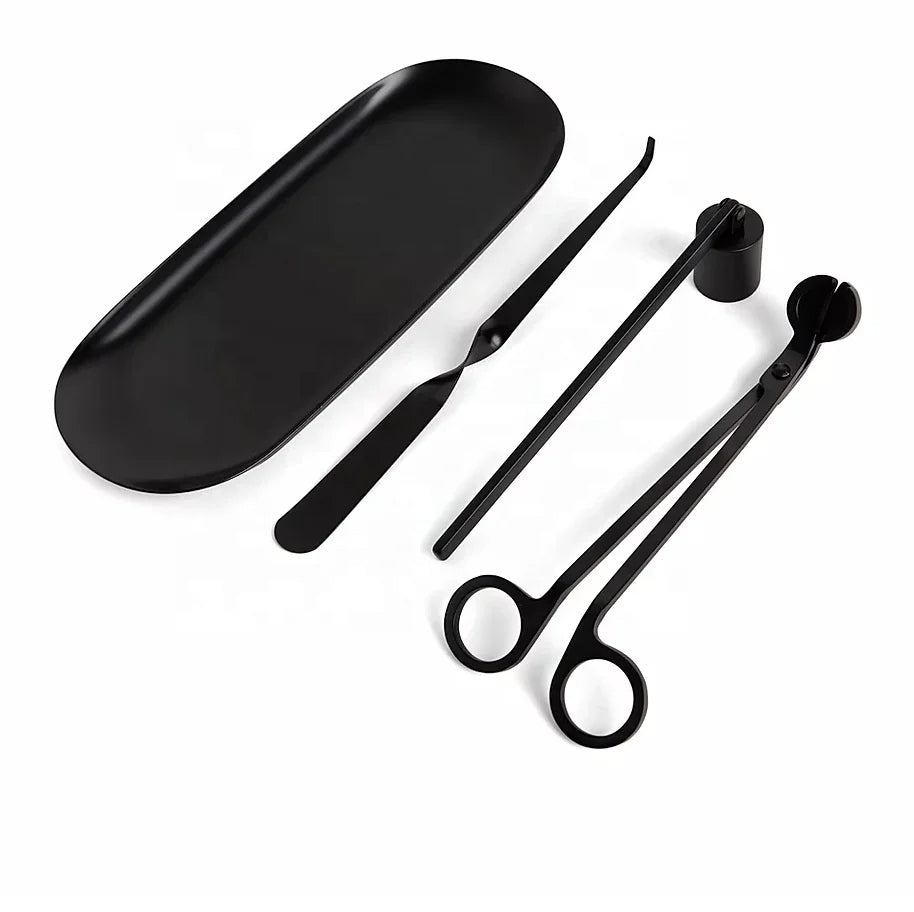 Matte Black Candle Care Kit | Wick Trimmers, Snuffer & Hook